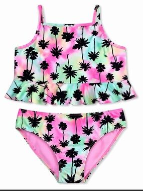 NWT Hurley Girls Tankini Swimsuit Size 14/16 UPF 50+ Tropical Palm Print